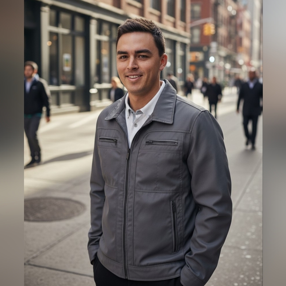 Men’s Kenneth Cole Reaction Jacket, Full zip, GRAY, Size Medium